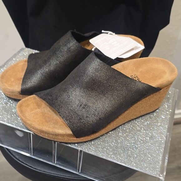 Birkenstock Papillio Namica Suede Sandal- Antique Black Washed Metallic - Picture 8 of 11